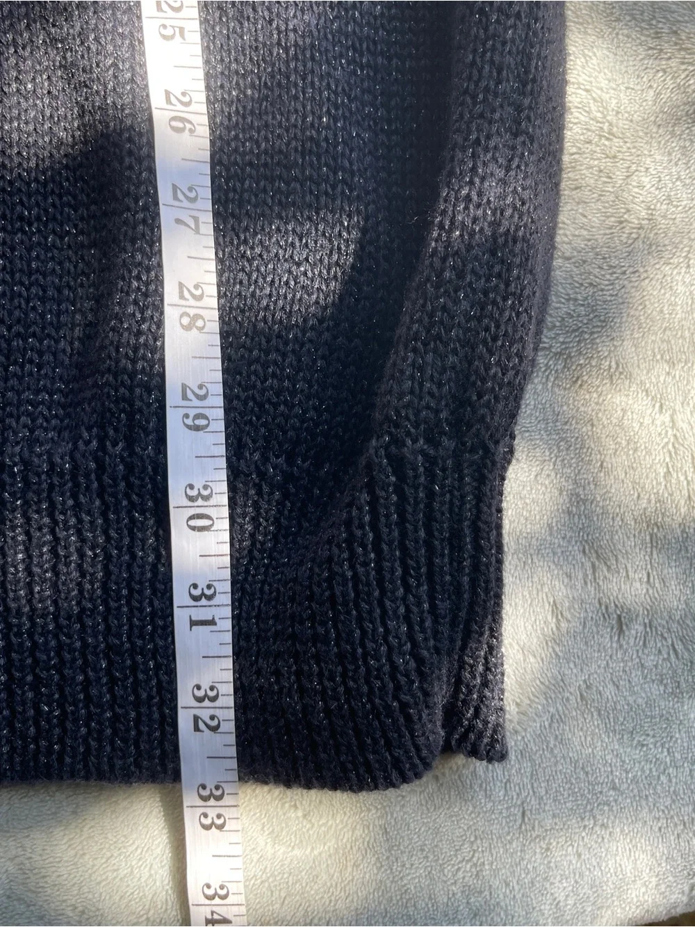 Bonnie Boerer Vintage 1980s Lurex Blue knit sweater trompe-l’œil necklace design